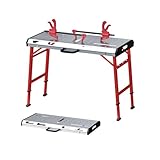 GOPLUS Werkbank klappbar, Arbeitstisch tragbar mit 450 kg Tragkraft, Stabiler Werktisch mit 2 Schraubzwingen & Tragegriff, höhenverstellbare Klappwerkbank für Werkstatt, Garage, 107x62x70,5x93,3 cm