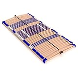 Stabiler Lattenrost 100% BUCHE Lattenrahmen - Nicht verstellbar, starr - SCHULTERFRÄSUNG, 7 Zonen, 44 Federleisten, Härte-Regulierung, Mittelgurt - FIX Comfort 44® - fertig montiert (80x200cm)