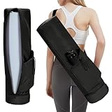 sportsnew Yogatasche Damen mit Nassfach, Flaschenhalter und Durchgehendem Reißverschluss, Tasche für Yogamatten mit Verstellbarem Schultergur, Schwarz (Patent Angemeldet)