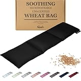 Körnerkissen - Wärmekissen Mikrowelle aus Baumwolle 46 x 12 cm - Weizen gefüllt - Weiches Dinkelkissen zur Schmerzlinderung Rücken, Nacken und Schulter - Tolles Geschenk - Schwarz