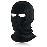 BBTO 2 Löcher Sturmhaube Ski Vollgesichtsabdeckung Gestrickte Skimaske Winter Sturmhaube für Outdoor Sport (Schwarz)