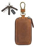 Schlüsseletui für Autoschlüssel, Tasche für Autoschlüssel | Weiches Vintage Leder Auto Schlüsselanhänger - Kleine Tragbare Doppelreißverschluss Schlüsseltasche für Autoschlüssel, Kartenetui