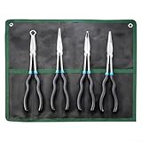 Jonikuper Spitzzange mit 0, 45, 90 Grad gebogenen Spitzen, gerade Spitzzange für elektrische Arbeiten und Kleinteile, rutschfester Gummigriff (4 Stück)