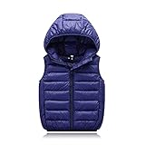 Daunenweste Kinder Jungen Mädchen Ärmellos Weste Kapuzenweste Winter Warm Winterjacke Steppweste Outdoor jacke Einfarbig Pufferweste Steppjackejacke für Kinder 3-15 Jahre (Navy, 10-12 Years)