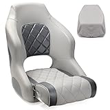 NORTHCAPTAIN Premium Sport Flip Up Bootssitz Captain Schalensitz mit Bootssitzbezug, Hellgrau/Anthrazit