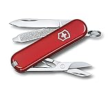 Victorinox Schweizer Taschenmesser, Klein, Classic SD, Multitool, Swiss Army Knife, Geschenk, 7 Funktionen, Klinge, Nagelfeile, Rot