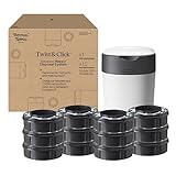 Tommee Tippee Twist & Click Advanced Windeleimer, mit 12-er Pack Nachfüllkassetten mit einer mehrschichtigen, antibakteriellen Folie gefüllt, Weiß (Verpackung kann variieren)