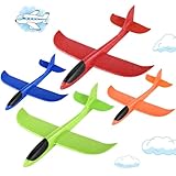Hoiloie XXL 4 Stücke 44cm Styroporflieger Kinder,Flieger Styropor Flugzeug Styropor Kinder,Wurfgleiter Flieger mit 2 Flug Modi,Flugzeug Spielzeug für Kinder Jungen Mädchen ab 3 4 5 6 7 8 9 10 Jahre