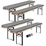 Showgeous 4er-Pack Bierbankauflage Gepolstert für Bierzeltgarnitur Bankauflage 220x25x2cm XL Waschbare Bierbankauflagen Gepolstert Auflage für Biertisch & Partyzeltgarnitur(Grau,Wasserabweisend)