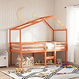 Lauuoeriau Möbel Artikel home Hochbett Bett ohne Matratze Wachs Braun 75x190 cm Klein Einzel Massivholz Kiefer-Möbel
