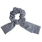 SXQLYH Haargummis Scrunchies Stoff mit Schleife für Damen,Scrunchies Asymmetrischer Schleifenhaargummi elastisch,Haargummi Ballerina-Schleife,Zopfgummi,Pferdeschwanzhalter für Frauen Mädchen (Blau)