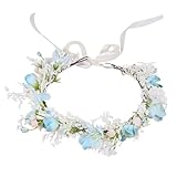 SacJkt Kirschblüte Blumen Krone, Blumen kranz Stirnband, bunter böhmischer Brautblumen Haarkranz für Hochzeit, Party(Plastik, Stoff)