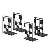 INNOPLUS Buchstütze, Buchstützen Metall, Buchstütze schwarz 2 Paar, Buchständer, Bookends, Buchstützen, Book Holder CD Kinder Metall, Bücher Halter für Regal