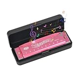 Mundharmonika 10 Loch C-Dur Blues Mundharmonika, Diatonische Harmonika, Mundharmonika Für Anfänger, Blues Harpes Mundharmonika, Hervorragender Klang, Mit Etui, Für Profis, Anfänger (Rose)