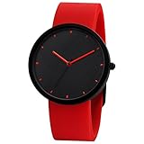 Comtex Damen Armbanduhr Schwarz Analog Quarz mit Rotes Silikon Armband SYM170088…