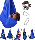 Therapieschaukel, Outdoor Sensorische Schaukeltuch, Hängesessel Indoor Vertikaltuch Kinder, Yoga Hängematte Set Swinger Air Fliegen Yoga-Schaukel Kinder Hammock Swing 200KG (Königsblau)