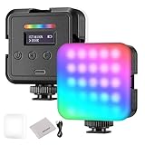 NEEWER Magnetische RGB Kamera Videolicht, 360°Vollfarb RGB61 CRI97+ 2500-8500K 2000mAh Tragbare kleine LED Panel Fotografie Videoleuchte für Video Streaming, 3 Cold Shoes, 20 Szenen & Reinigungstuch