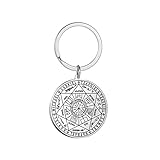 EUEAVAN Siegel der 7 Erzengel Anhänger Halskette Schlüsselanhänger für Männer St. Michael 7 Erzengel Siegel spiritueller Schutz Amulett Medaille heidnischer Schmuck Frauen (Schlüsselanhänger silber)