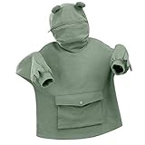 Limettengrün Komfortfarben 2023 Kleidung Pullover Niedlich Tier Frosch Kostüme Cosplay Patchwork für Frauen Herbst mit Taschen E5 E5 Einheitsgröße