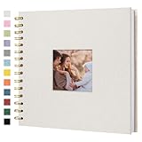 Hiwhy Scrapbook Fotoalben Leineneinband 20,5x20,5 cm 40 Seiten Hardcover Kraft Weiß Seiten Erinnerung Scrapbooking Buch für Hochzeit Reise Baby Dusche Gästebuch, Beige