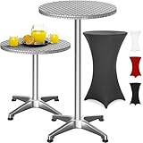 Casaria® 2in1 Stehtisch mit Husse Höhenverstellbar 70 cm / 115 cm Hoch Aluminium Rund Ø60cm Wetterfest Outdoor Garten Bistro Biertisch Party Anthrazit