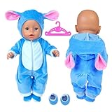 Kleidung Outfits für Baby Puppen,Blau Puppenkleidung,Puppenkleidung + Socke + Aufhänger,für Babypuppen 35-45 cm,Puppe zubehör,Geschenke für Mädchen Jungen