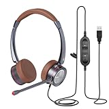 Mairdi USB Headset mit Mikrofon Noise Cancelling, Stereo PC Kopfhörer für Computer Büro Call Center Business Telefonkonferenz Skype Teams Voip Softphone Chat, Kristallklar Mic für Dragon Nuance