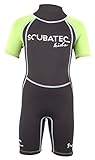 SCUBATEC 3mm Kinder Neopren Shorty Kids Wave, schwarz-grün, 128-134 (S)