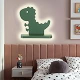 EOEO LED Wandlampe Kinderzimmer 12W Dino Deko Schlafzimmer Wandleuchte Dimmbar Kinder Bettlampe Wand Deko Wohnzimmer Dekorative Cartoon Grün Dinosaurier Geschenk für Jungen und Mädchen