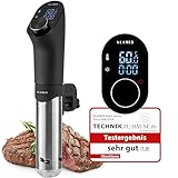 KLAMER Sous Vide Stick, 1200 Watt IPX7 wasserdichter Sous Vide Garer mit 3D Zirkulation und 20-95℃ Temperaturregelung, Schongarer Timerfunktion und LED Display