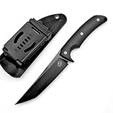 Kleine handliche werkzeug stahl messer scharf Rutschfest Robust Abriebfest Tragbare Camping outdoormesser edc Festes Gegen Full Tang messer Jagd Feststehende klinge D2 gürtelmesser mit Scheide Schwarz