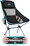 Ultraleichter klappbarer Campingstuhl mit Langer Rückenlehne und Kissen Outdoorstuhl Strandstuhl Reisestuhl Anglerstuhl - nur 995g! Traglast 150kg (330 lbs) Farbe Blau