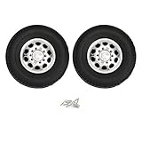 2pcs Vorderrad für 1/14 RC -LKW -Traktor mit Aluminiumlegierung 10 Lochrad Hub Hochleistungssimulation Upgrade -Reifen Langlebiger Gummi -Metallzubehör