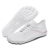 Racqua Wasserschuhe Aquaschuhe Herren Schwimmschuhe Damen Schuhe schnell trocknend Barfuß Pool Rudern Schuhe Anti-Rutsch-Strand Schuhe Weiß EU39