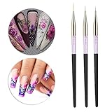 Nail Art Stift 3 Stück Nail Art Punktierung Stift Zeichenwerkzeug Set Nail Art Pinsel für Marmorierwerkzeuge Griff(Schwarz)