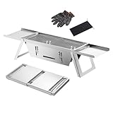 Nevalerra Klappbarer Holzkohlegrill | Klappbarer Barbecue Grill,Rost Aus Edelstahl Reisefreundlich Platzsparend Für Camping Picknick Garten Balkon Campingtisch