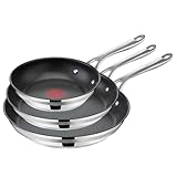 TEFAL JAMIE OLIVER COOK SMART Pfannen-Set 20/24/28cm| E310S3 | Sichere Titanium 2X Antihaftversiegelung|Thermo-Signal™| Thermo-Fusion™ Integral Induktionstechnologie| Ergonomischer Griff