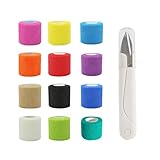 12 Stück Fingertape,Selbsthaftende Bandage,Selbsthaftender Verband,Selbstklebende Bandage Mit 1 Stück Schere,Für Stretch Sportler,Handgelenk,Knöchel,Pet (2.5cm×4.5m)