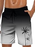 werfami Badehose Herren Lang Badeshorts Männer mit Innenhose Schwimmhosen Knielang Strandshorts Jungen Bademode für Herren Surfen Schnelltrocknend Schwarz Grau XL