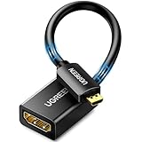 UGREEN 4K 60Hz Micro HDMI auf HDMI Adapter 3D 1080P Typ D auf A Adapterkabel kompatibel mit Raspberry Pi 5/4, Alpha 7R Kamera usw. Schwarz(20cm)