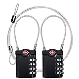Newace Kofferschloss TSA Schloss 4 Stellig Zahlenschloss Gepäckschlösser Reiseschloss Kabelschloss Zinklegierung Körper mit Öffnen Sie die Warnfunktion und 1 M Stahlseil