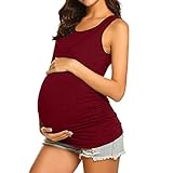 Damen Umstands-Top, Still-Tank-Top, Shirt, doppellagig, weich, ärmellos, Schwangerschaftskleidung, Umstands-Top, Chiffon, wein, M