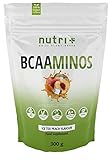 Instant BCAA Pulver Vegan - Hochdosierte Aminosäuren BCAAs - L-Leucin L-Isoleucin L-Valin 2:1:1 Aminosäure - Nutri-Plus - Geschmack Pfirsich-Eistee - Ice-Tea Peach 300g