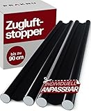 2 Zugluftstopper für Türen bis zu 90cm - Doppelseitiger Schutz - Energiesparend - Zuschneidbar - Leicht zu Reinigen - Schwarz