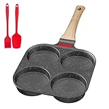 Traxenta 4 Loch Eierpfanne & Pancake Pfanne, Spiegeleipfanne, Spiegelei Hamburger, Pancakes Pfanne, Spiegeleiform, Pfannkuchen mit Antihaft-Beschichtung Aluminium, für Induktionsherd & Gasherd