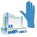 SF Nitrilhandschuhe S Blau – 100 Stück Einweghandschuhe, Einmalhandschuhe, Medizinische Handschuhe, Puderfrei, Latexfrei, Handschuhe Einweg zum Kochen, Putzen, für Medizin, Küche, Kosmetik, Haushalt