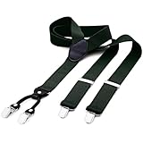 DonDon Hosenträger Herren breit 3,5 cm mit 4 Hosenträger Clips extra stark in Y-Form – elastisch und längenverstellbar, Grün
