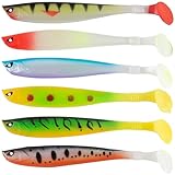 QCYFJZFU Gummifische Set 12cm 6 Stück, Gummiköder Zander Hecht Dorsch Barsch in fängigen Farben, Zanderköder Hechtköder Raubfisch Köder Set