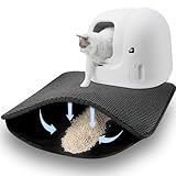 Katzenklo Matte, 46×60cm Wasserdichte Doppelte Matte Katzenklo, Faltbar Katzenmatte Katzenklo, Katzenstreu Matte, Katzenklo Vorleger, Matte Katzentoilette, Cat Litter Mat,Katzenstreu Unterlege,Schwarz