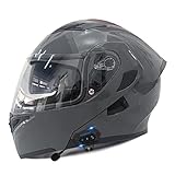 Smilfree Klapphelm Bluetooth Motorradhelm Herren und Damen Scooterhelm Motorradhelm mit Doppelscheibe Integralhelm Motorradhelm mit Bluetooth